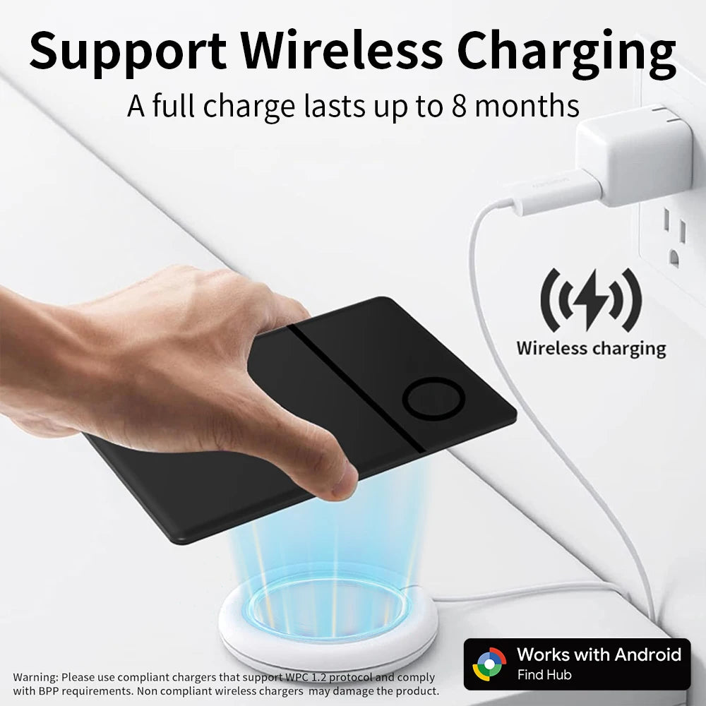 RSH Wireless Charging GPS Tracking Card Locator Google Certified Android Tracker for Xiaomi Huawei QR Code Anti Loss Smart Tag