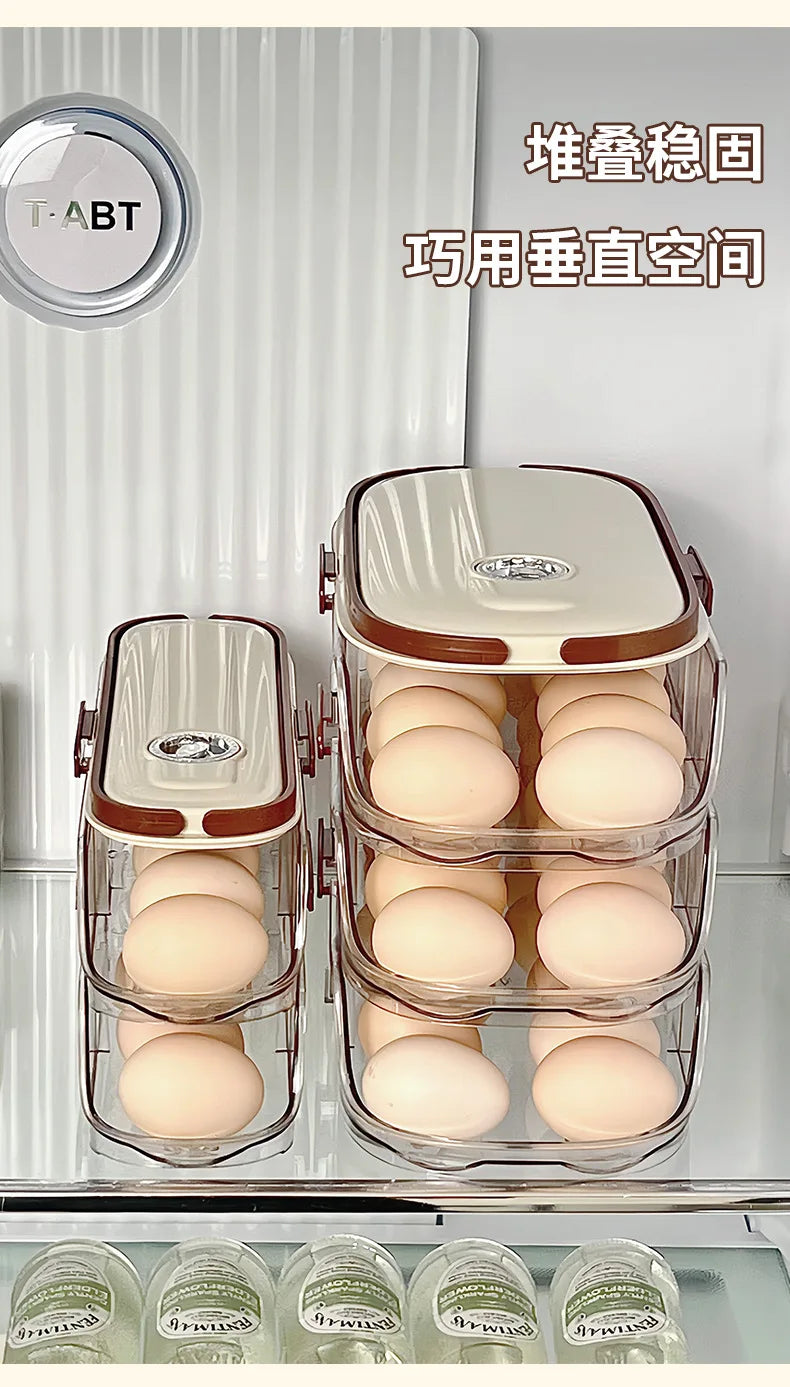 Large-capacity automatic rolling egg organizer home kitchen special preservation egg holder