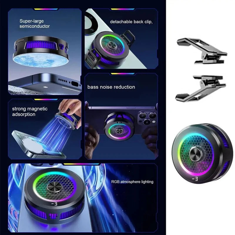 15W Extreme Cooling Phone Cooler with Ice Generation, Semiconductor Phone Cooler, Magnetic & Clip-on for iPhone/Xiaomi/VIVO/OPPO