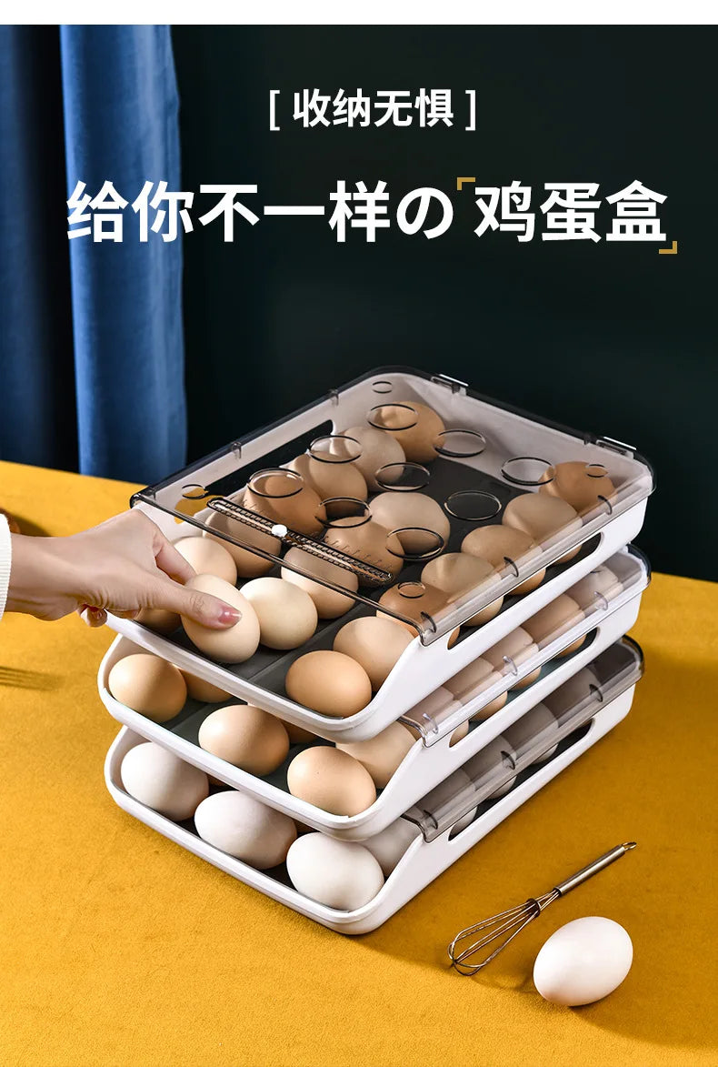 Refrigerator Egg Storage Box Kitchen Refrigerator Home Preservation Storage Box Plastic Stackable Egg Carton Multi-layer Tray