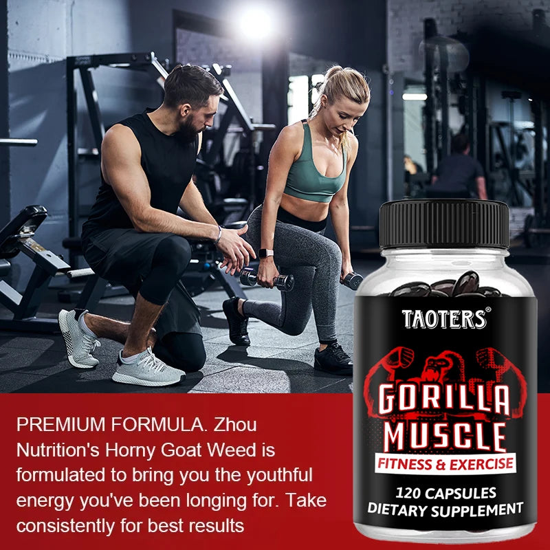 GORILLA MUSCLE CAPSULES - for Fitness and Exercise, Build Muscle and Endurance, Promote Blood Circulation and Recovery