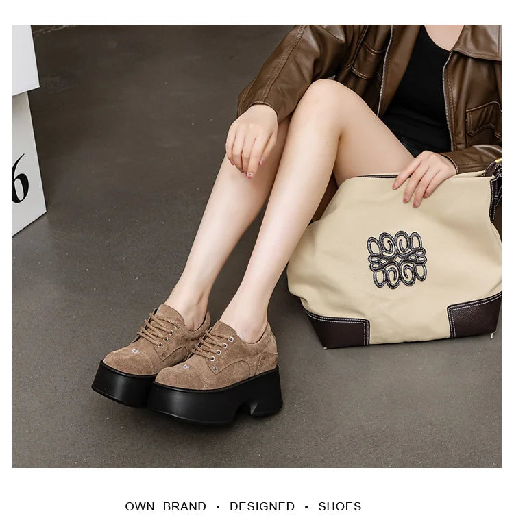 Fujin 11cm New Synthetic Suede Leather Pumps Fashion Comfy Spring Autumn Microfiber Chunky Sneakers Women Platform Wedge Shoes