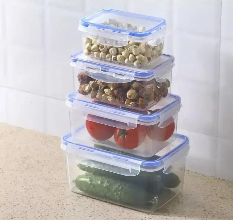 Kitchen Refrigerator Rectangular Sealed Refrigerator Storage Box with Lid Plastic Crisper Microwave-heated Lunch Box Storage Box