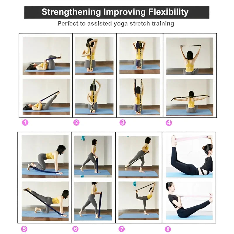 Resistance Band Yoga Auxiliary Stretching Belt Adult Latin Training Elastic Bands Beginner Pilates Dance Loop Fitness Tension