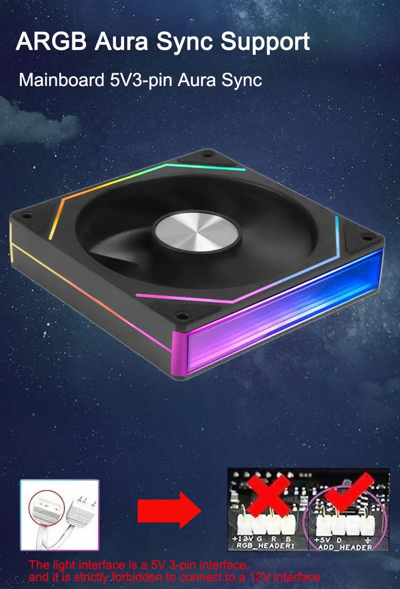 UPSIREN UF-3 Prism 7PRO Computer Case Cooling Fan,Double-sided full lens,12CM ARGB motherboard synchronization，CD pattern axis