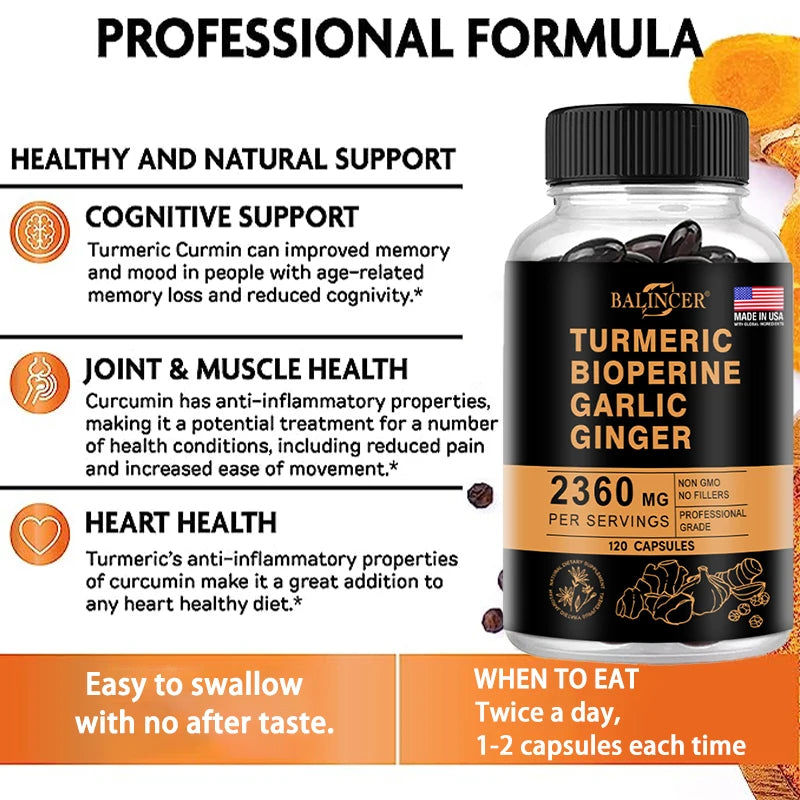 Curcumin Inflammation Support Black Pepper for Maximum Absorption, Natural Premium Joint Flexibility and Muscle Health Support