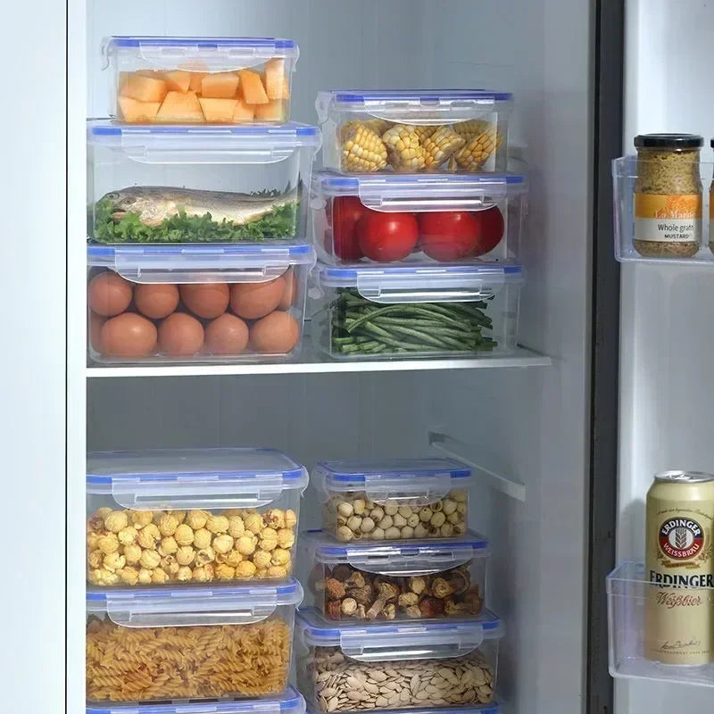 Kitchen Refrigerator Rectangular Sealed Refrigerator Storage Box with Lid Plastic Crisper Microwave-heated Lunch Box Storage Box