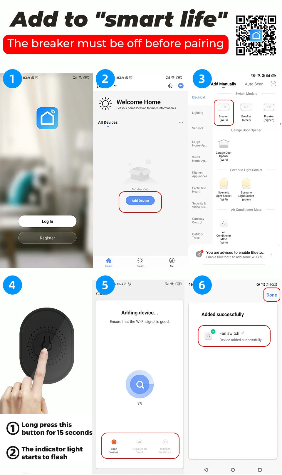 Tuya Wifi Smart Ceiling Fan Speed Switch EU 220V Mini Wall On Off Module Remote Electric Control For Alexa Google Home