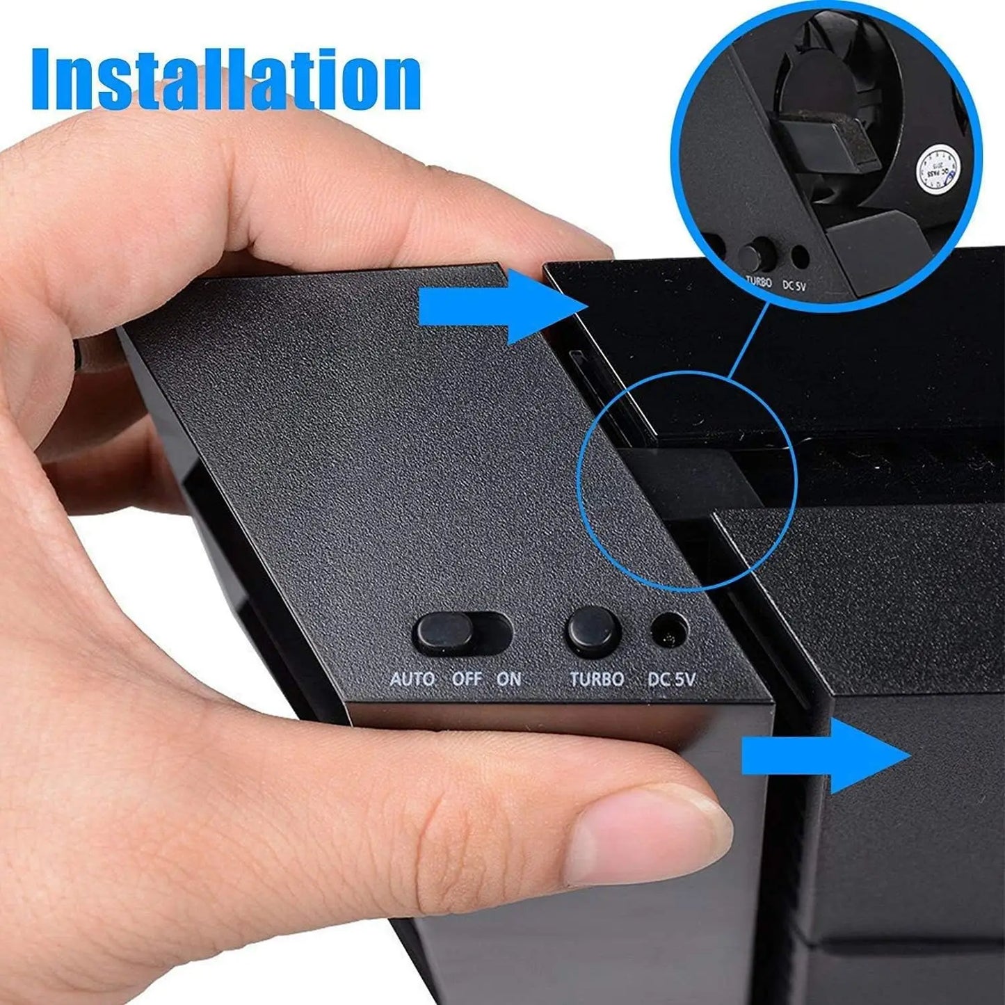 Cooling Fan Fit for Sony PS4, USB External Turbo Temperature Control Cooler Fan with 5 Fans, 3 Adjustable Fan Speeds