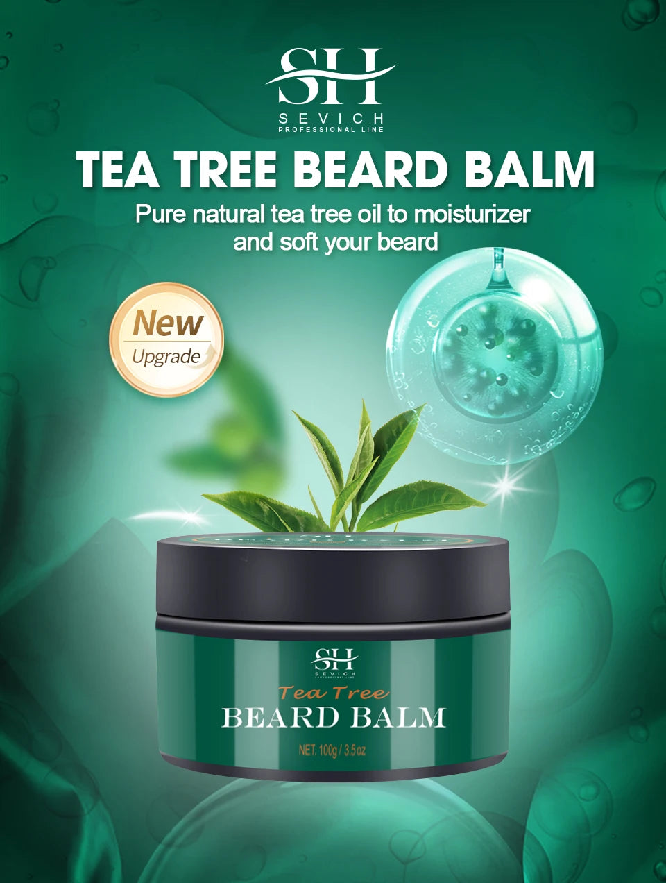 Beard Cream For Men 100% Natural Tea Tree Beard Moisturizing Effect Beard Conditioner Beard Care Styling Cream Oil Sevich 100g