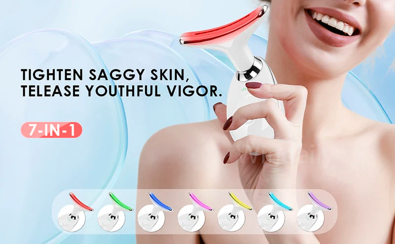 7 Colors Anti Wrinkle Facial Massager Neck Face Beauty Device Skin Tighten Lift Device
