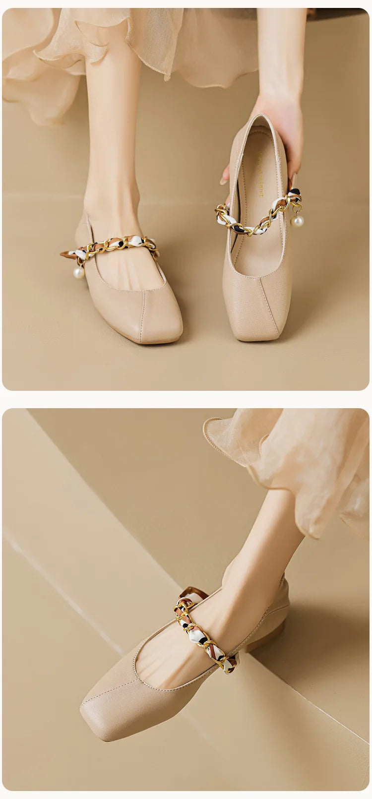 2023 spring and autumn women's shoes High heel Korean style fashion pearl design career and party wear Ladies Casual Mary Jane