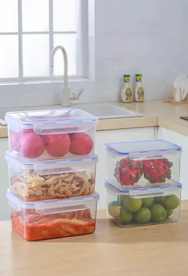 Kitchen Refrigerator Rectangular Sealed Refrigerator Storage Box with Lid Plastic Crisper Microwave-heated Lunch Box Storage Box