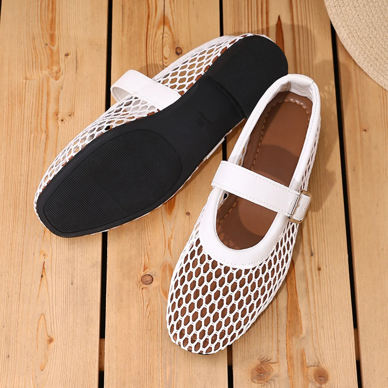 Women Sandals Mesh Breathable Fashion Versatile Sandals Women New Flat Soft Soled Mary Jane Shoes for Women Sandalias De Mujer