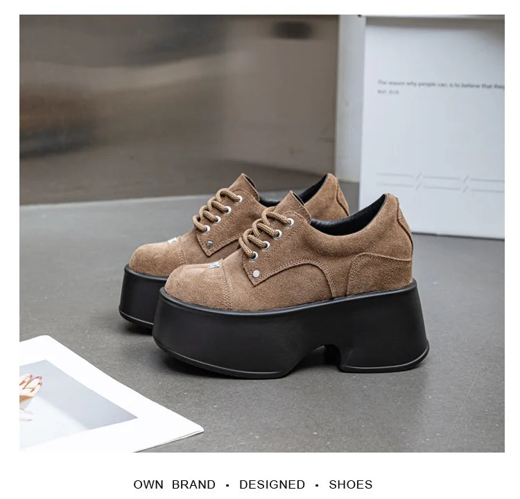Fujin 11cm New Synthetic Suede Leather Pumps Fashion Comfy Spring Autumn Microfiber Chunky Sneakers Women Platform Wedge Shoes