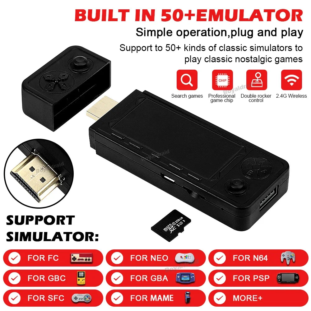 128G 256G X9 PRO GameStick 4KHD TV Video Game Consol 3D Games For PSP/PS1/N64/NDS 40+Simulators Retro Games Dual 2.4G Controller
