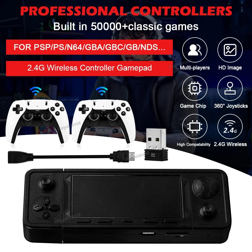 128G 256G X9 PRO GameStick 4KHD TV Video Game Consol 3D Games For PSP/PS1/N64/NDS 40+Simulators Retro Games Dual 2.4G Controller