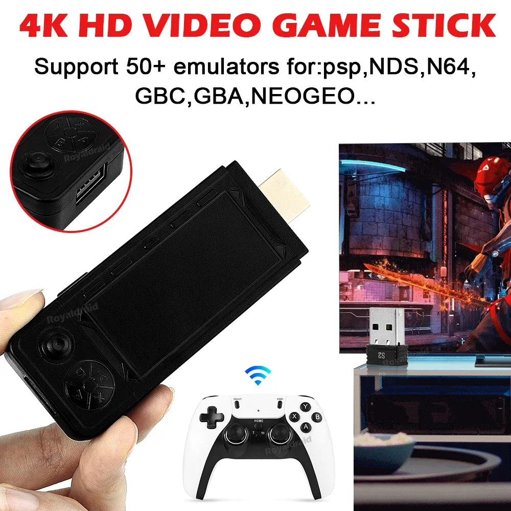 128G 256G X9 PRO GameStick 4KHD TV Video Game Consol 3D Games For PSP/PS1/N64/NDS 40+Simulators Retro Games Dual 2.4G Controller