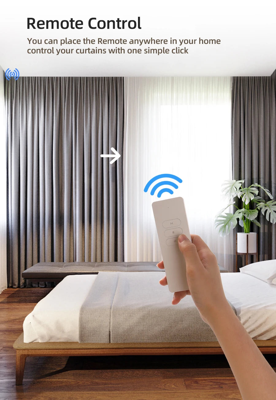 Zemismart WiFi Homekit Smart Electric Curtain Motor with Custom Track Works with Tuya Alexa Google Home Wall Mount Ceiling Mount