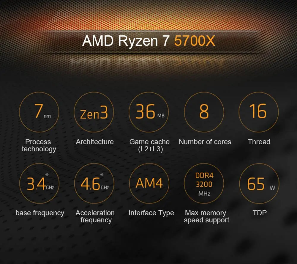 AMD New Ryzen 7 5700X R7 5700X 3.4GHz 8 Core 16 Thread CPU Processor 7NM L3=32M Socket AMD AM4 Gaming processador процессор