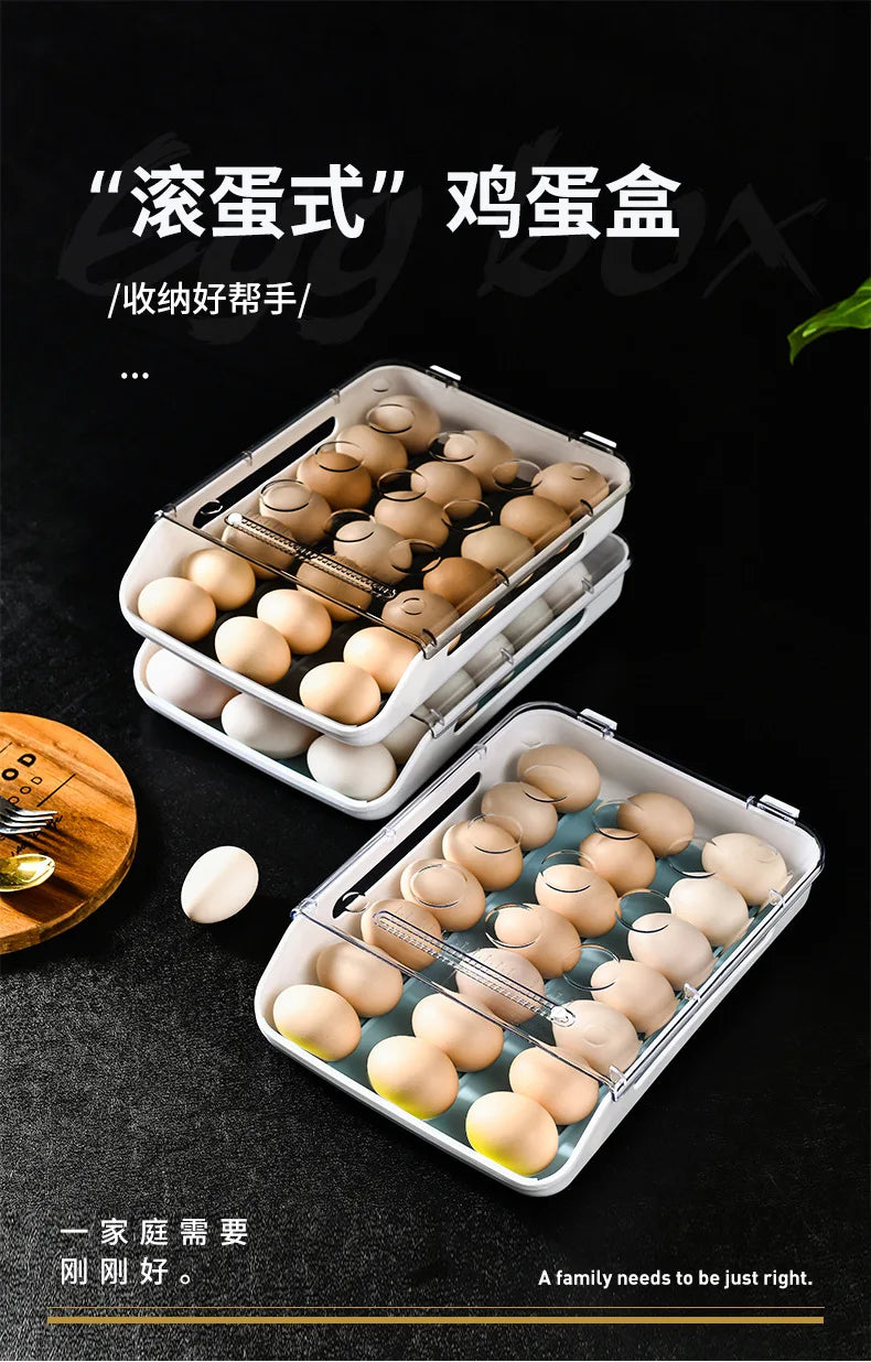 Refrigerator Egg Storage Box Kitchen Refrigerator Home Preservation Storage Box Plastic Stackable Egg Carton Multi-layer Tray
