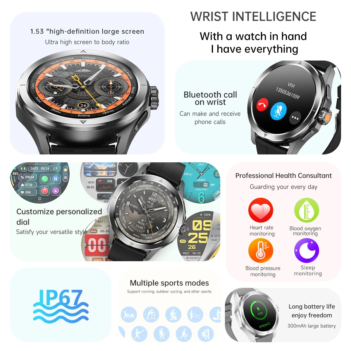 New For Xiaomi S4 Ultra Outdoor Sports Smart Watch Men 1.53 inch AMOLED NFC GPS Compass Heart rate Waterproof BT Call Smartwatch