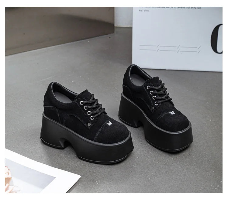 Fujin 11cm New Synthetic Suede Leather Pumps Fashion Comfy Spring Autumn Microfiber Chunky Sneakers Women Platform Wedge Shoes