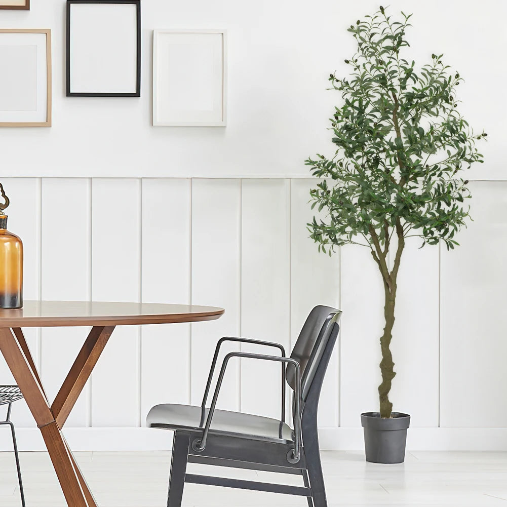 Artificial Olive Tree Faux Olive Tree 5ft/6ft/7ft Tall Artificial Tree Indoor Outdoor Potted Artificial Plants for Home Office