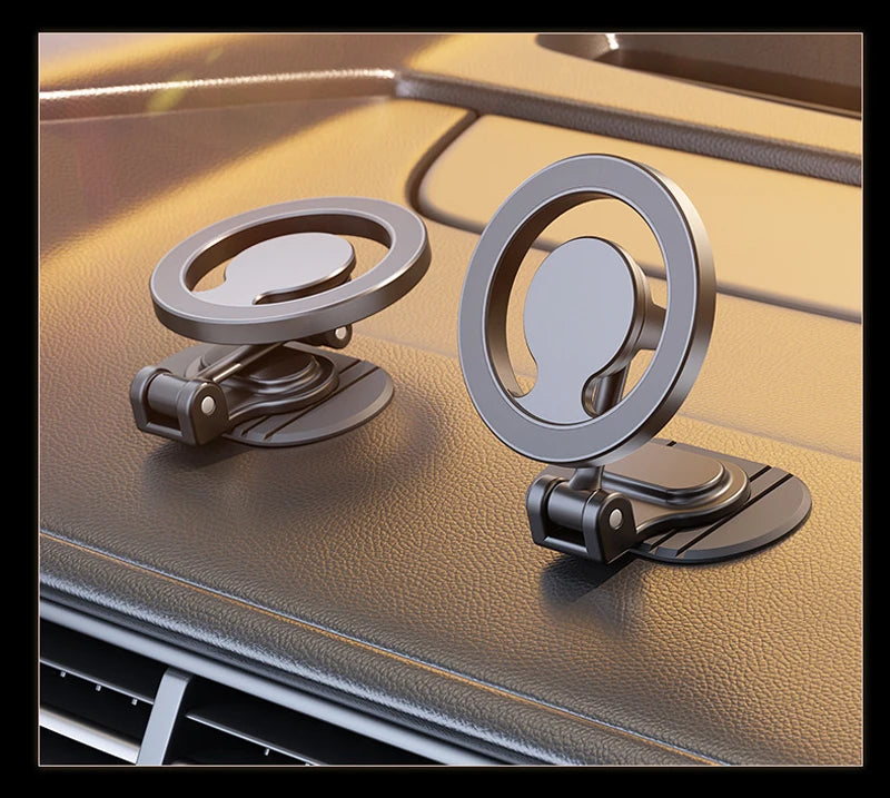 Universal Metal Magnetic Car Phone Holder – Foldable & MagSafe Compatible