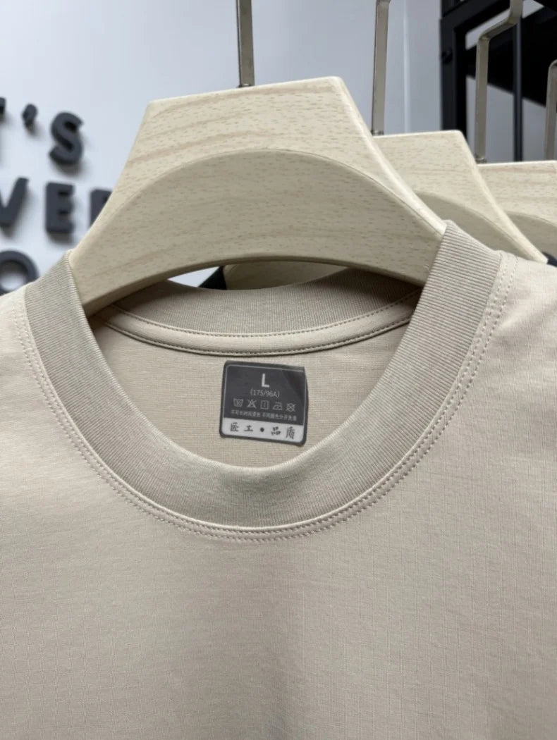 Light luxury short sleeve summer new men's personalized round neck T-shirt high-quality brand silk cotton breathable casual top