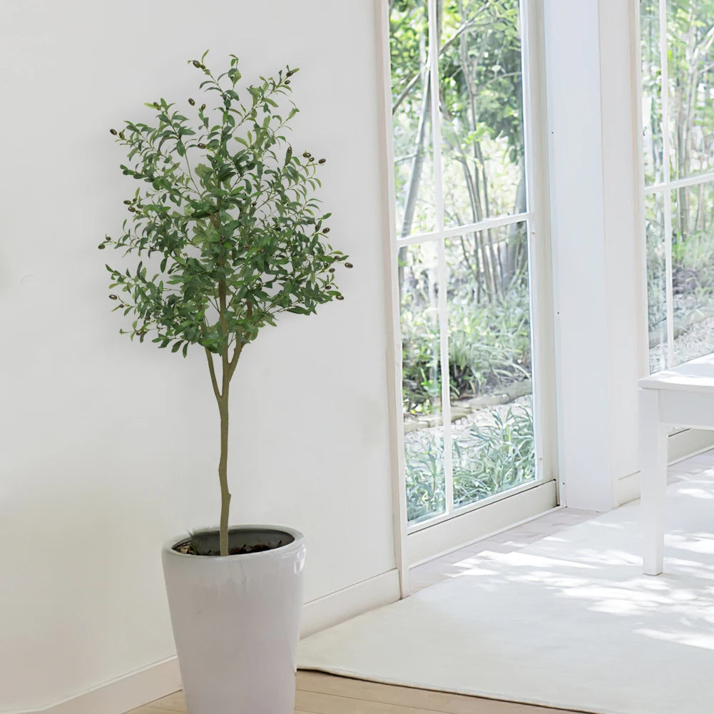 Artificial Olive Tree Faux Olive Tree 5ft/6ft/7ft Tall Artificial Tree Indoor Outdoor Potted Artificial Plants for Home Office