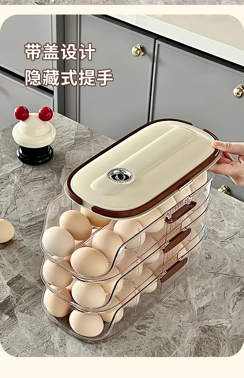 Large-capacity automatic rolling egg organizer home kitchen special preservation egg holder