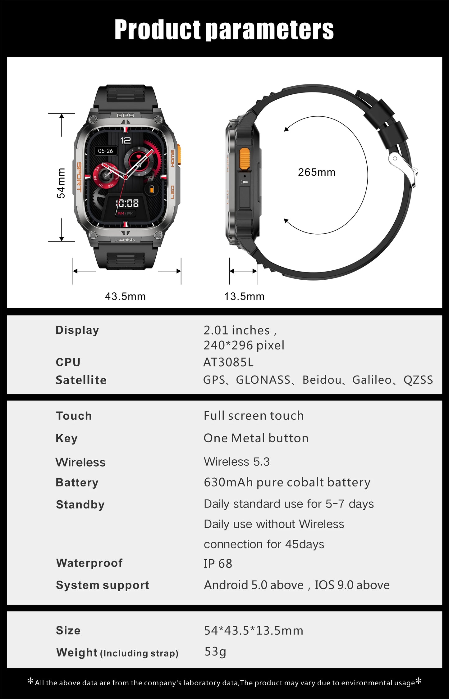 LIGE New GPS Tracking Smart Watch  LED Flashlight 1.96inch HD Screen Compass BT Call Waterproof Sport Smartwatch For Android iOS