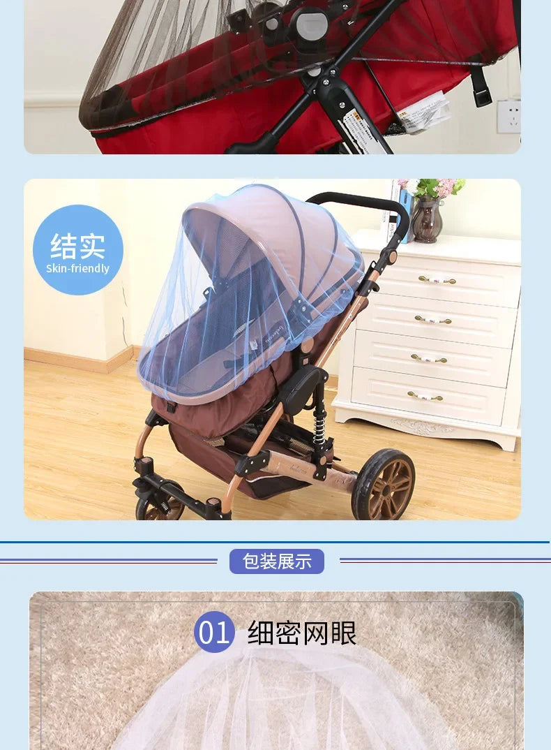 Summer Mosquito Net for Baby Stroller Pram Insect Net Infants Pushchair Cart Safe Protection Mesh Pram Stroller Accessories