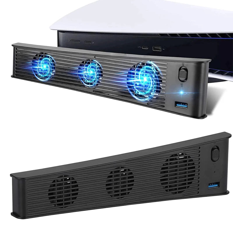 For PS5 Console 3-Fan Cooler Cooling Fan Extended USB Interface For PS5 Console Light And Compact For PS5 Accessories