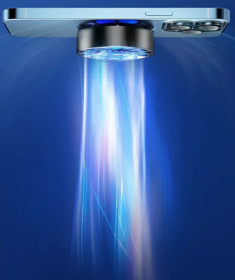 Phone Radiator RGB Light Air-cooled Light Weight Magnetic Low Noise Cooling Fan for Phone Tablet PUGB Genshin Game Fast Cooling