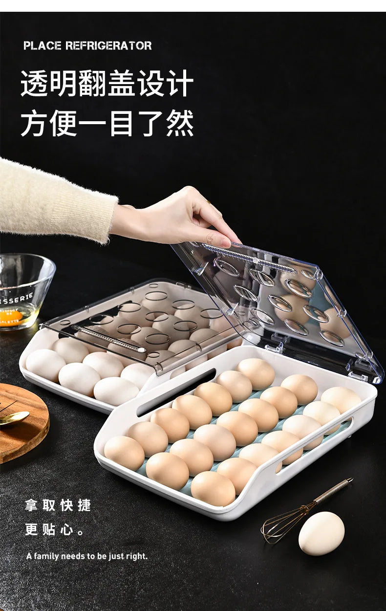 Refrigerator Egg Storage Box Kitchen Refrigerator Home Preservation Storage Box Plastic Stackable Egg Carton Multi-layer Tray