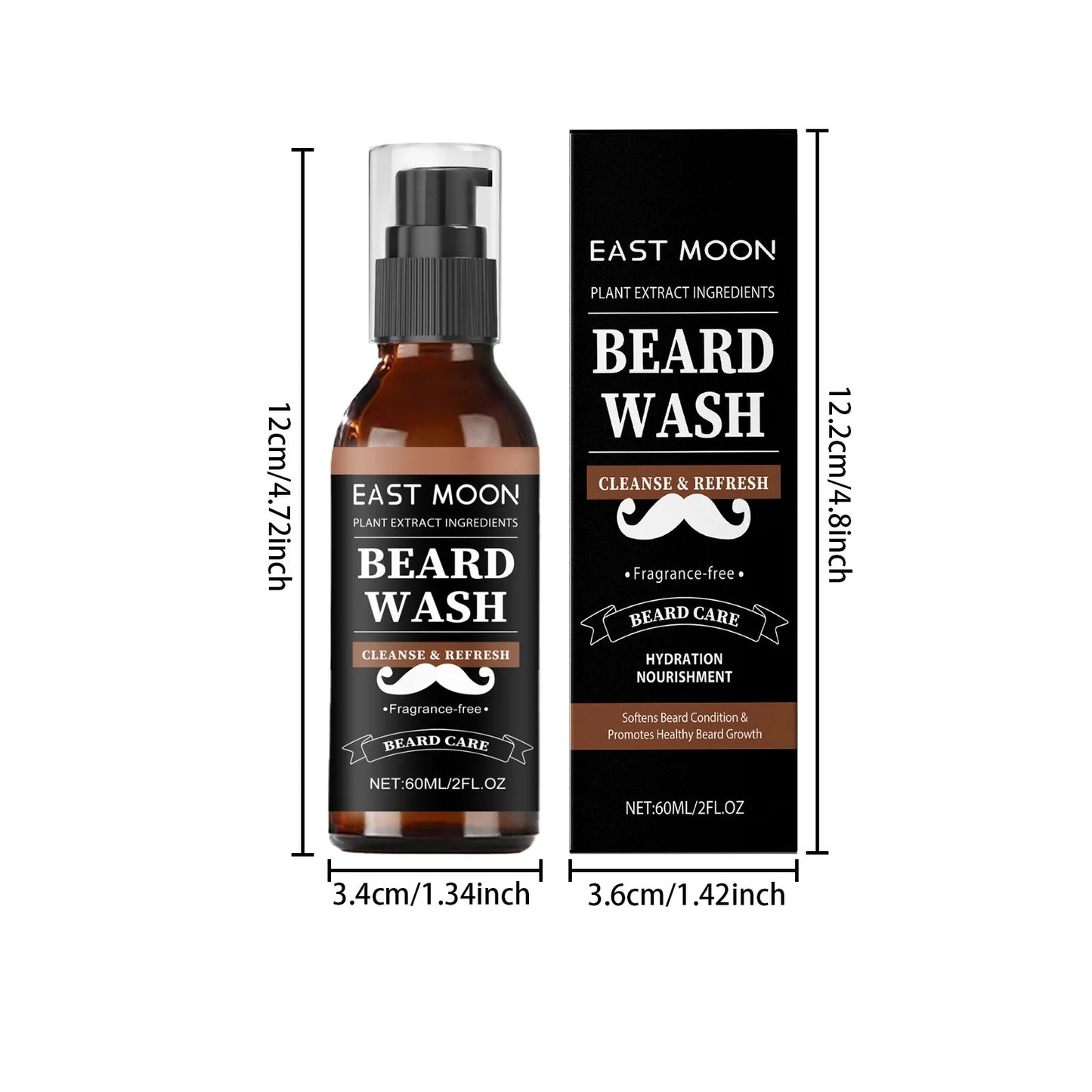 East Moon Argan Oils Beard Care Cleanser Deep cleansing Oil Control Reduce Friction Non irritating Keep Soften Beard Conditioner