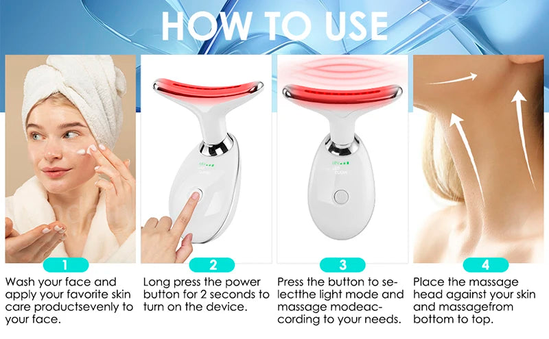 7 Colors Anti Wrinkle Facial Massager Neck Face Beauty Device Skin Tighten Lift Device