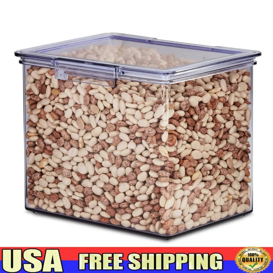 XL Airtight Clear Plastic Food Storage Container Durable BPA-free Canister Stackable Kitchen Organization Ideal Grains Baking