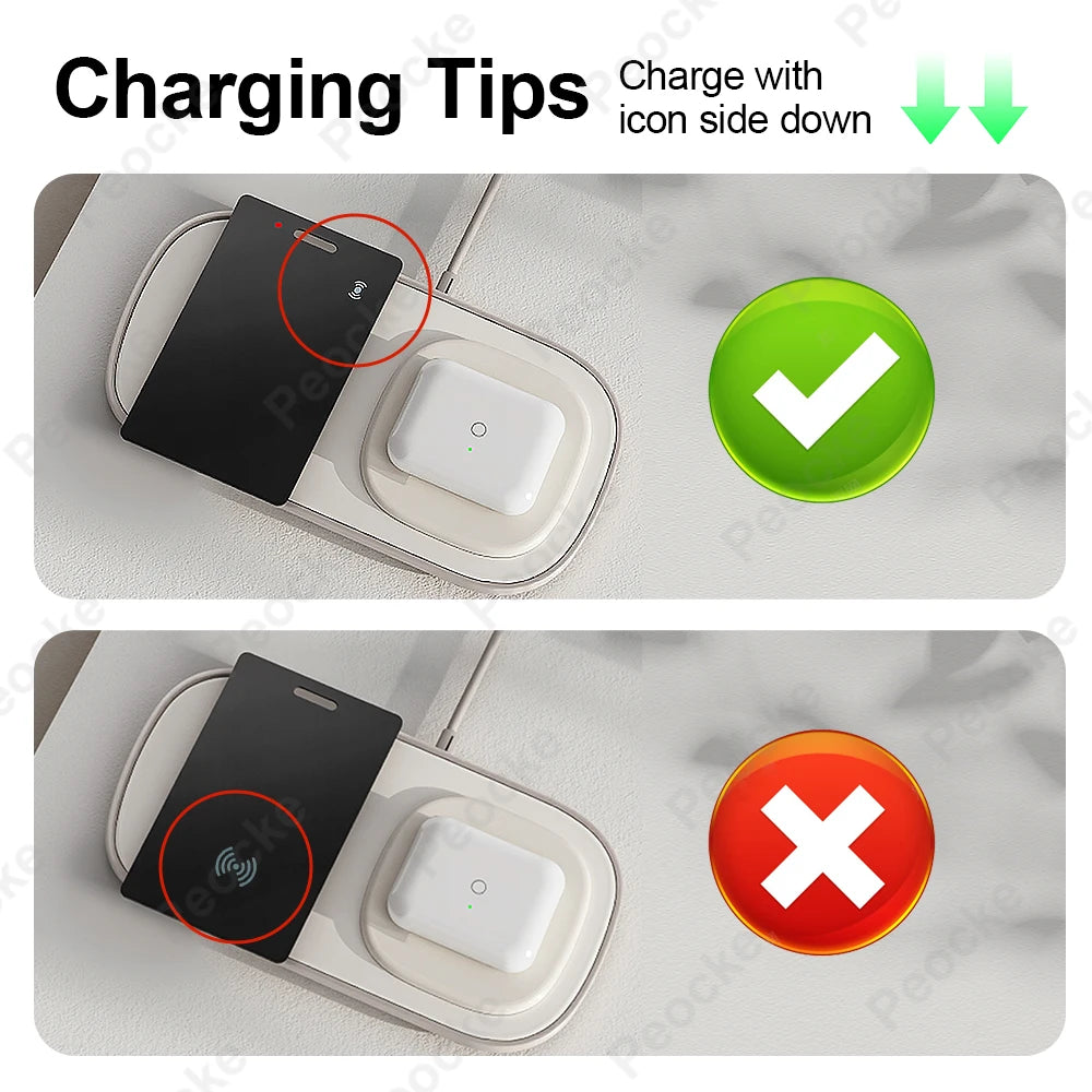 Smart Wallet Tracker Card Bluetooth Tracker for Apple Find My Device App Key Luggage Finder Pet Locator Tag Wireless Charge IP67