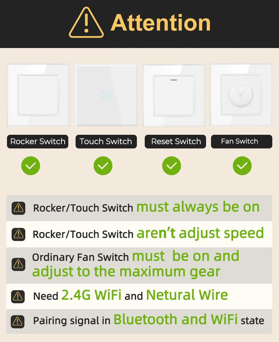 Tuya Wifi Smart Ceiling Fan Speed Switch EU 220V Mini Wall On Off Module Remote Electric Control For Alexa Google Home