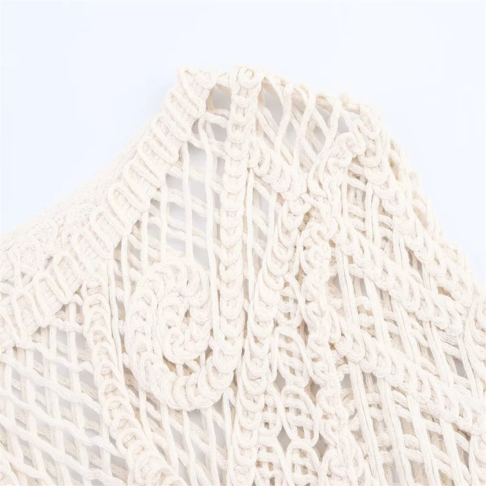 New summer women's clothing sweet and elegant casual hollow-out knitted shirt