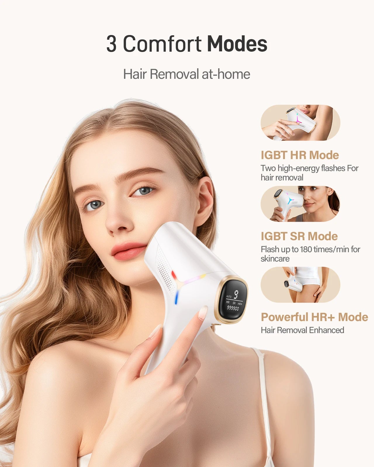 Laser Hair Removal 0.1S/flash 999900+ 22J IPL Hair Remover 3 Modes Body Face Bikini Home Treament Laser Epilator for Women Men