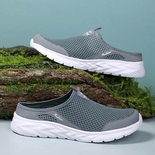 MAEDEF Half Slippers Outdoor High Quality Anti-slip Men Leisure Shoes Mesh Breathable Soft Comfortable Flat-bottomed Slippers