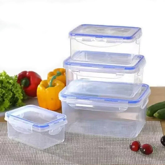 Kitchen Refrigerator Rectangular Sealed Refrigerator Storage Box with Lid Plastic Crisper Microwave-heated Lunch Box Storage Box