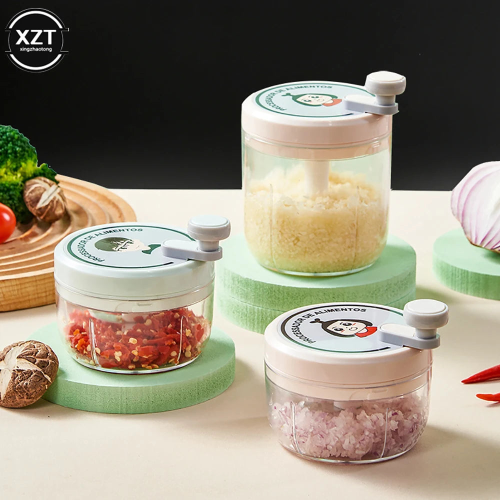400ML 3/2 Blades Multifunction Manual Garlic Mincer Vegetables  Cutter Hand Shake Beating Garlic Chopper Masher Kitchen Gadgets