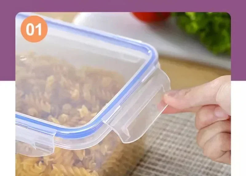 Kitchen Refrigerator Rectangular Sealed Refrigerator Storage Box with Lid Plastic Crisper Microwave-heated Lunch Box Storage Box