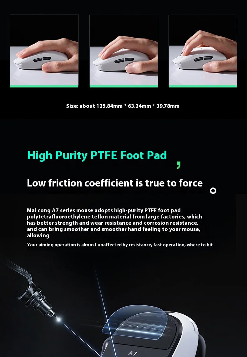 Mchose Ultra A7 Wireless Bluetooth Mouse 3 Mode Esports pro Lightweight Gaming Mouse Paw3395 for Boys Computer Peripherals
