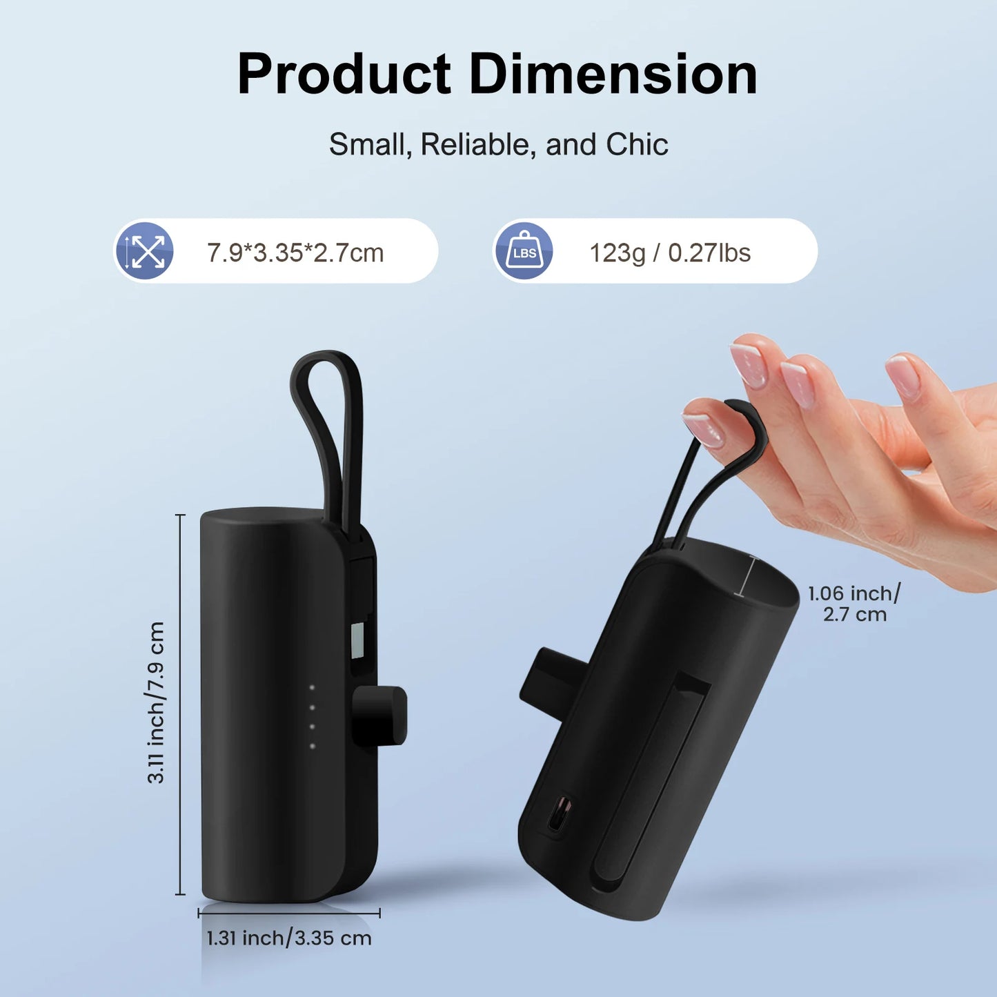 Mini Power Bank Portable 4500mAh Power Phone Charger Capsule Dual USB-C Ports For IPhone16/ 15/15 plus/15 pro/15 pro Max/Android